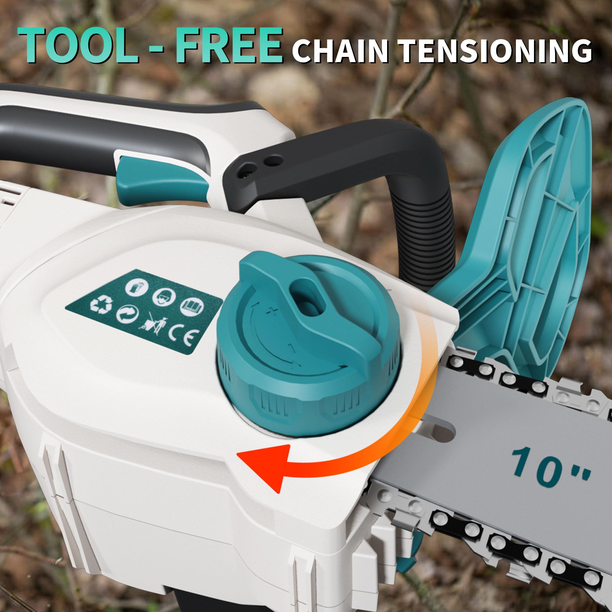 Wugeku close-up of chain and bar showing durable teeth and fitment benefit
