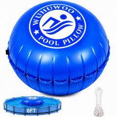 WUHUWOO front view of 6ft air pillow showing packaging and rope, displays durability benefit