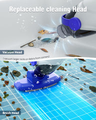 wuwo Little Shark vacuum head reaching a pool corner for targeted suction and debris pickup