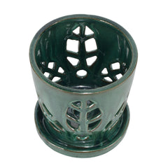 W&W orchid pot close-up of glazed finish highlighting easy-clean surface benefit