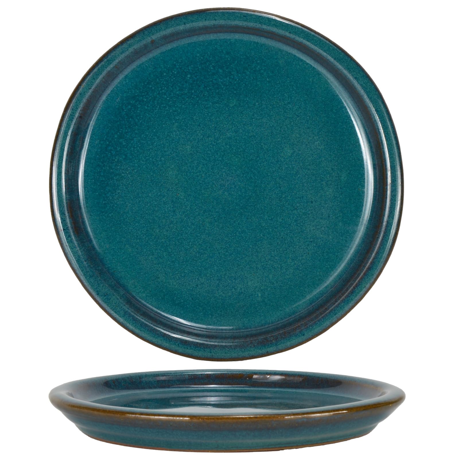 W&W teal saucer front view showing elegant base and surface protection