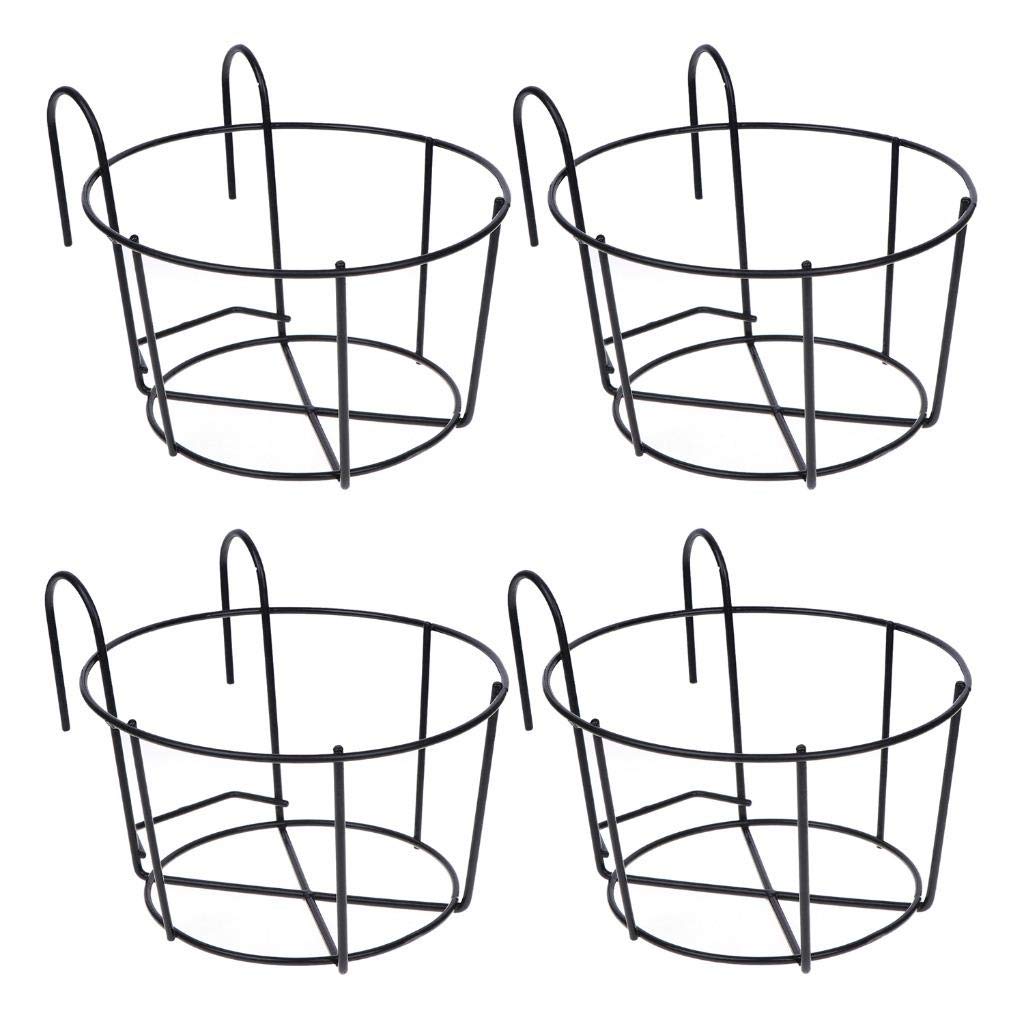 WWahuayuan front view of four metal rail planters shows neat, decorative display