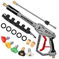 WXMECH pressure washer gun front view showing controls and benefit of easy handling