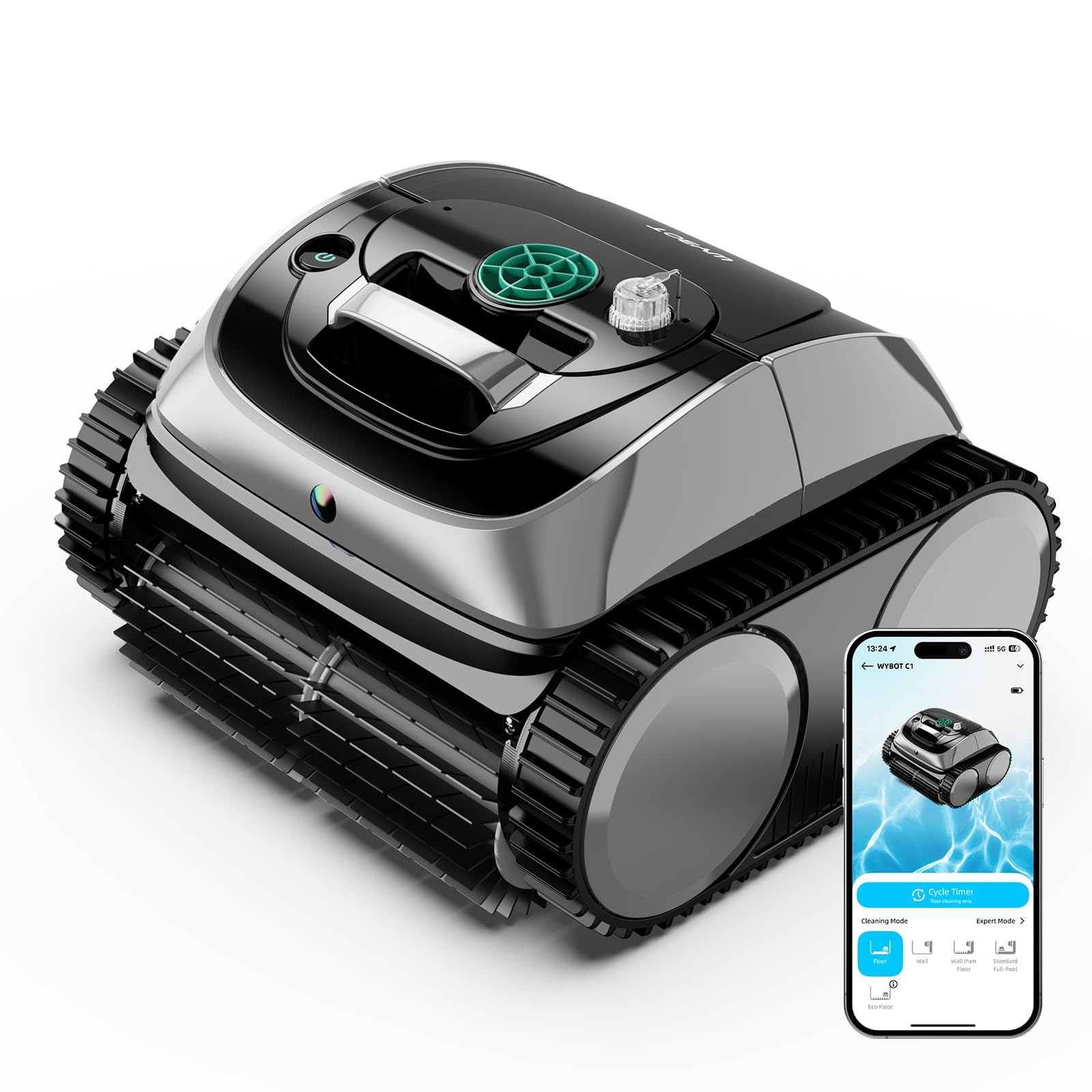 WYBOT C1 front view showing compact cordless design and easy handling benefits
