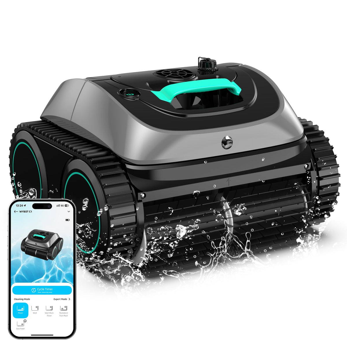 WYBOT C1 front view showing cleaner design and cordless benefit