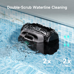 WYBOT C1 cleaning in an inground pool demonstrating thorough floor and wall cleaning