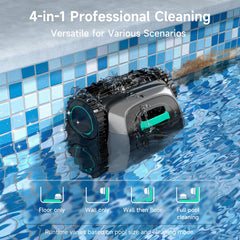 WYBOT C1 climbing a pool wall demonstrating slope and wall cleaning