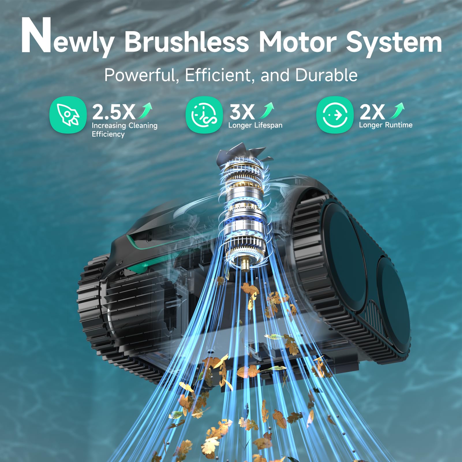 WYBOT C2 cordless cleaner in pool with owner nearby, offering tangle-free operation