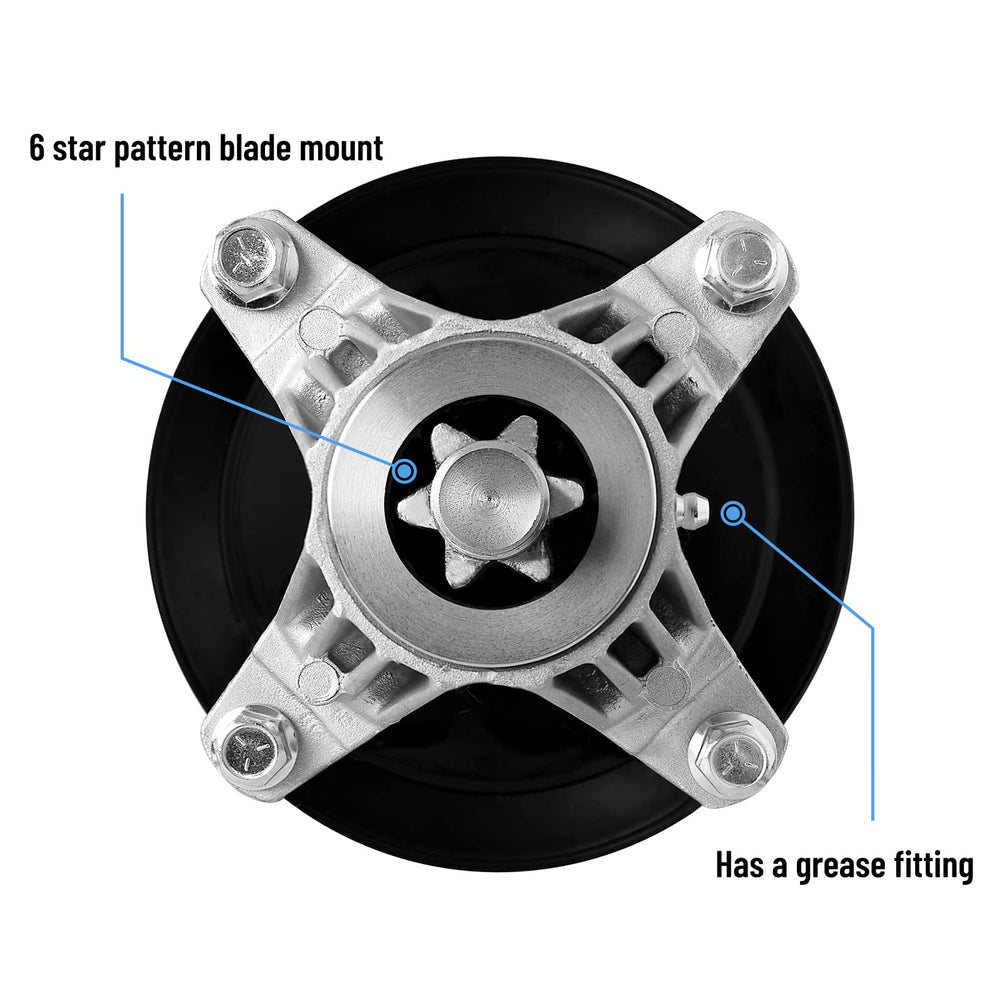 wyevee spindle 6-point star blade mount closeup to prevent blade slip