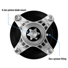 wyevee spindle 6-point star blade mount closeup to prevent blade slip