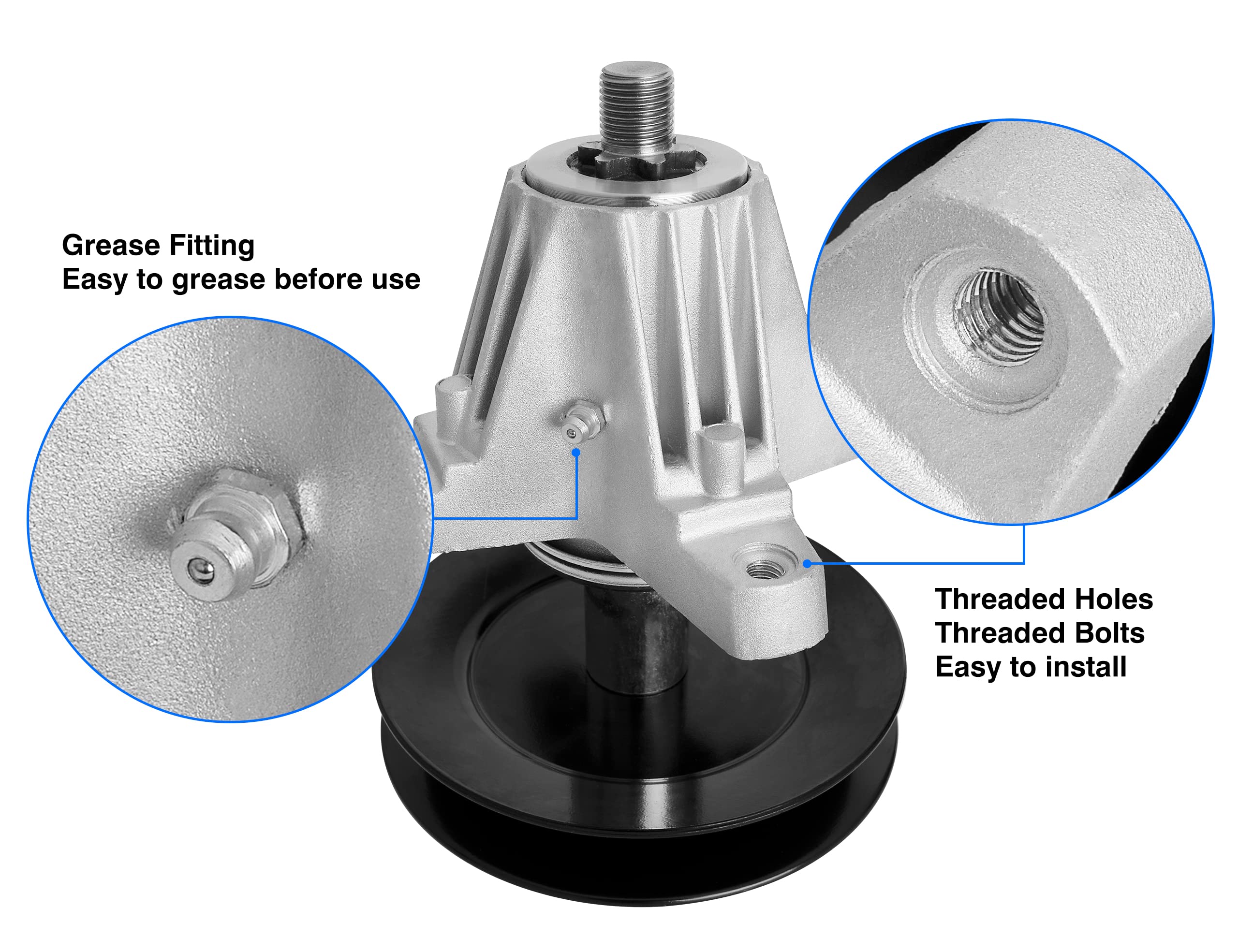 wyevee spindle close-up of bearing area showing pre-lubrication for smoother operation