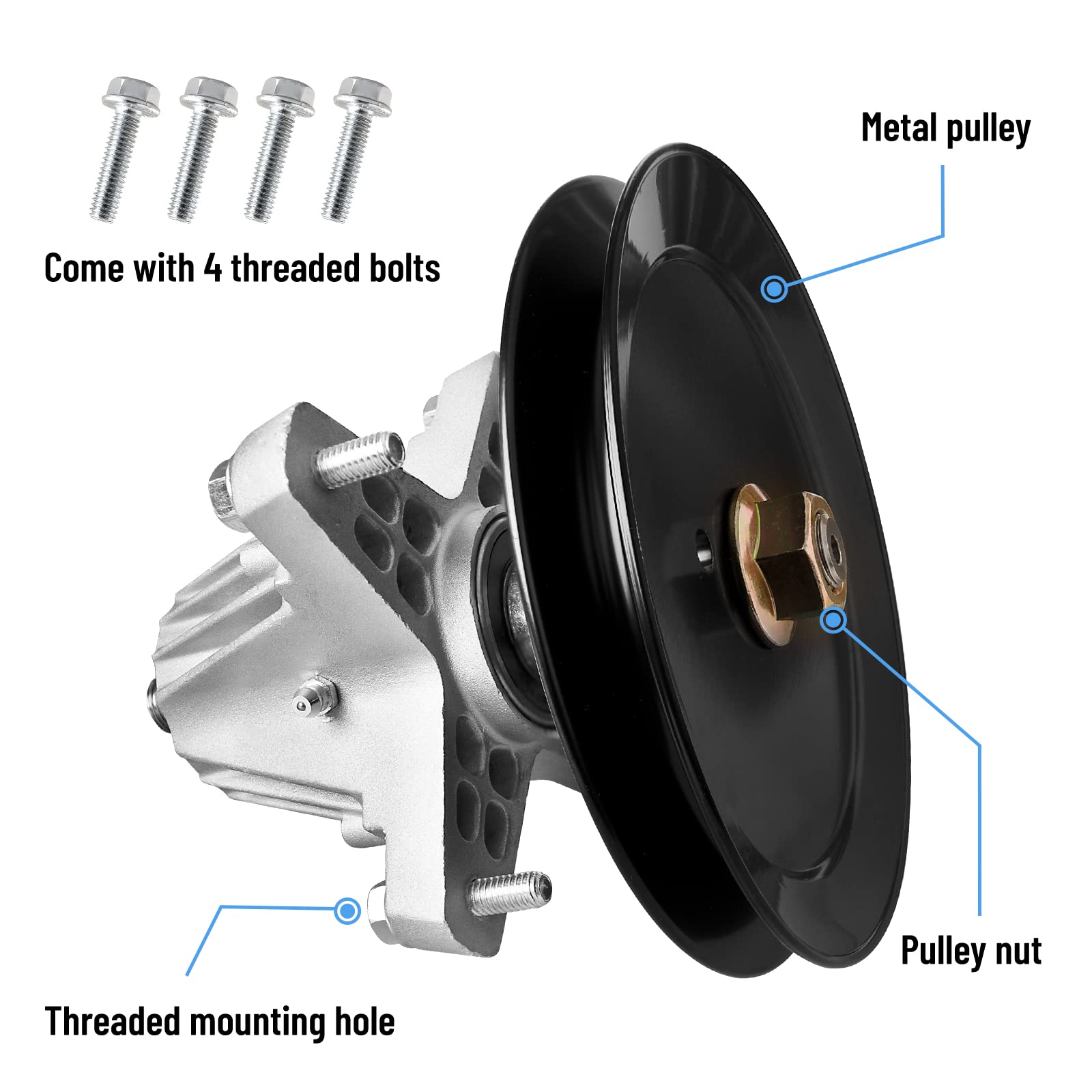 wyevee spindle installed in mower deck demonstrating proper fitment