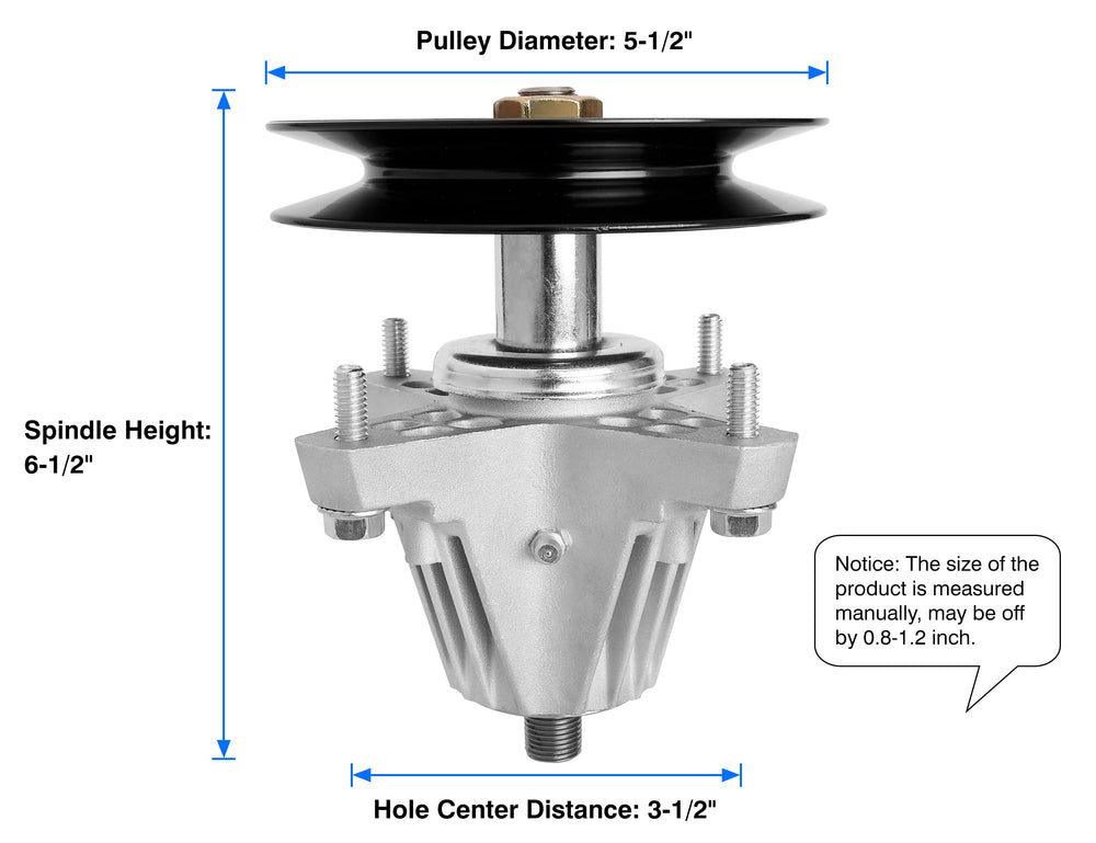 wyevee spindle pulley detail highlighting 5.5-inch pulley and belt alignment benefit