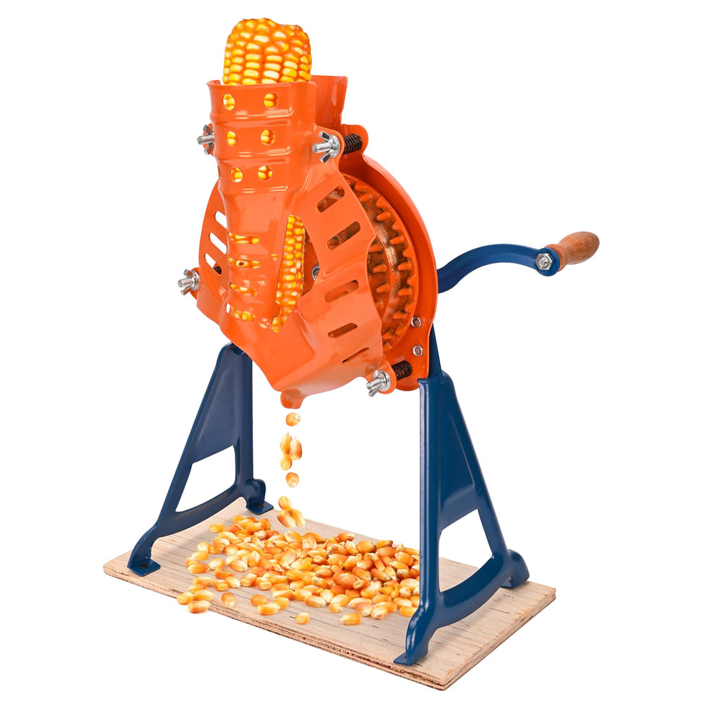 WYJREES front view of steel corn sheller showing sturdy frame and bracket benefit