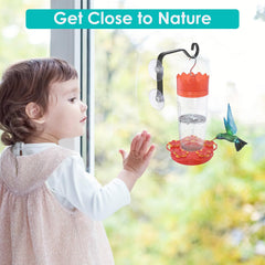 WYLUNBI hanger in use with hummingbird feeder offering close wildlife viewing benefit