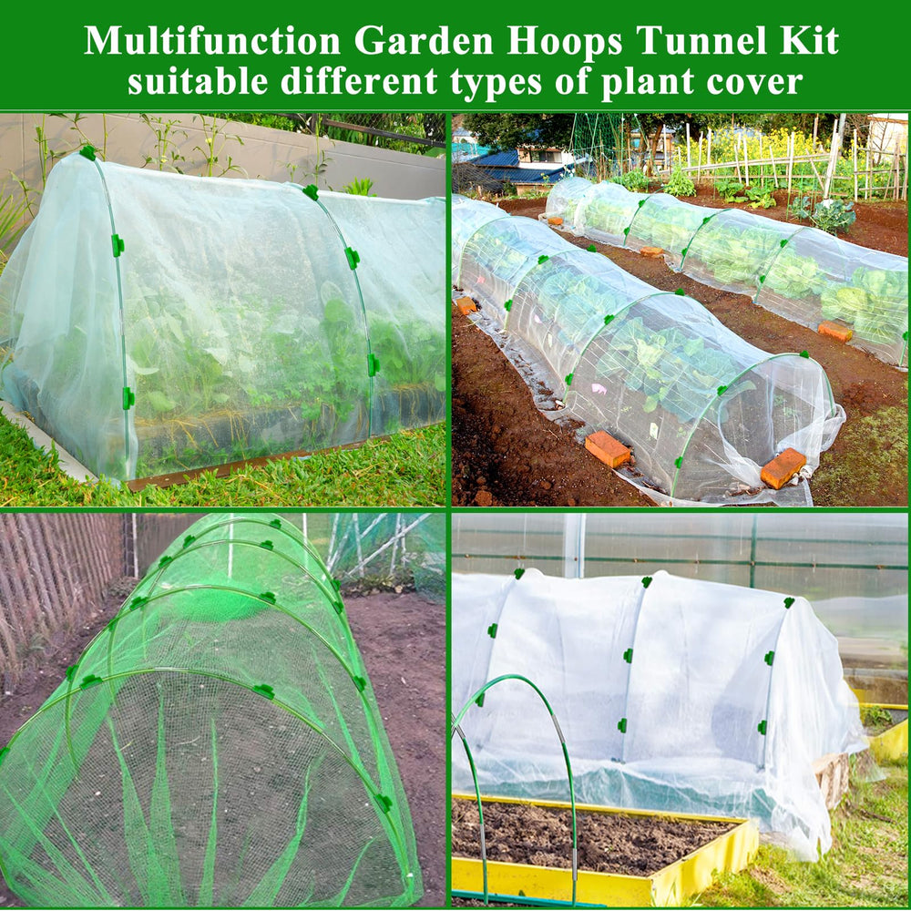 WYRJXYB garden scene with hoops and netting protecting vegetables