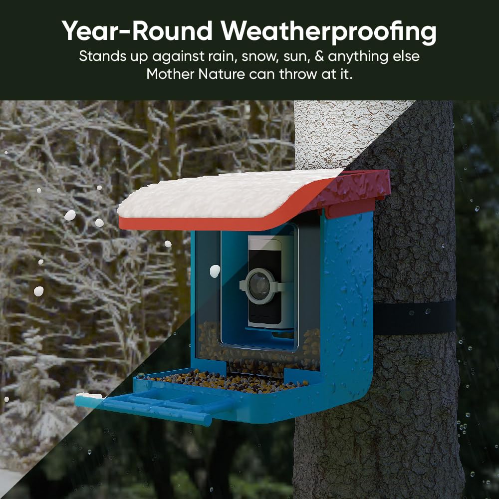 Wyze Lifestyle feeder side detail highlighting weather-resistant build for protection