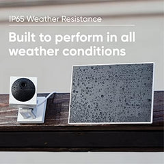 WYZE panel mounted next to Wyze Cam Outdoor demonstrating continuous power benefit