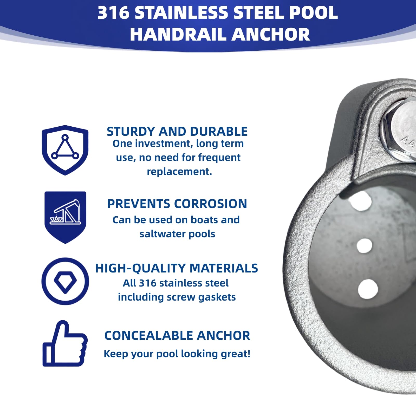 WZKO anchor in pool deck lifestyle scene demonstrating clean concealed appearance
