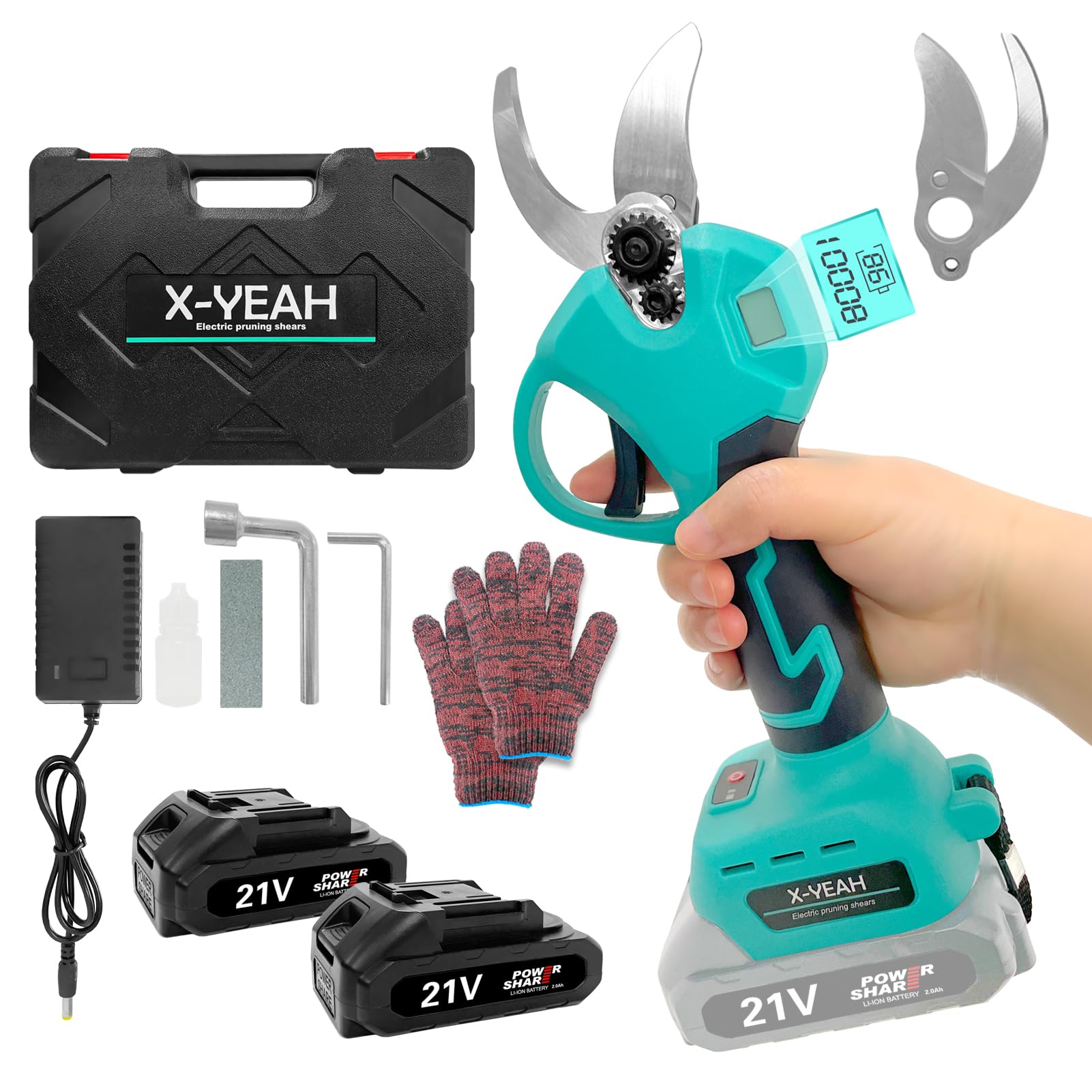 X-YEAH pruning shears front view showing compact body and ergonomic grip for comfort