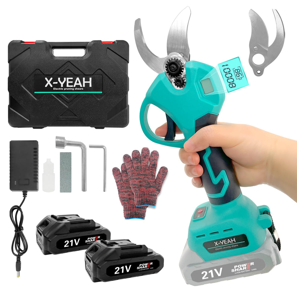 X-YEAH pruning shears front view showing compact body and ergonomic grip for comfort