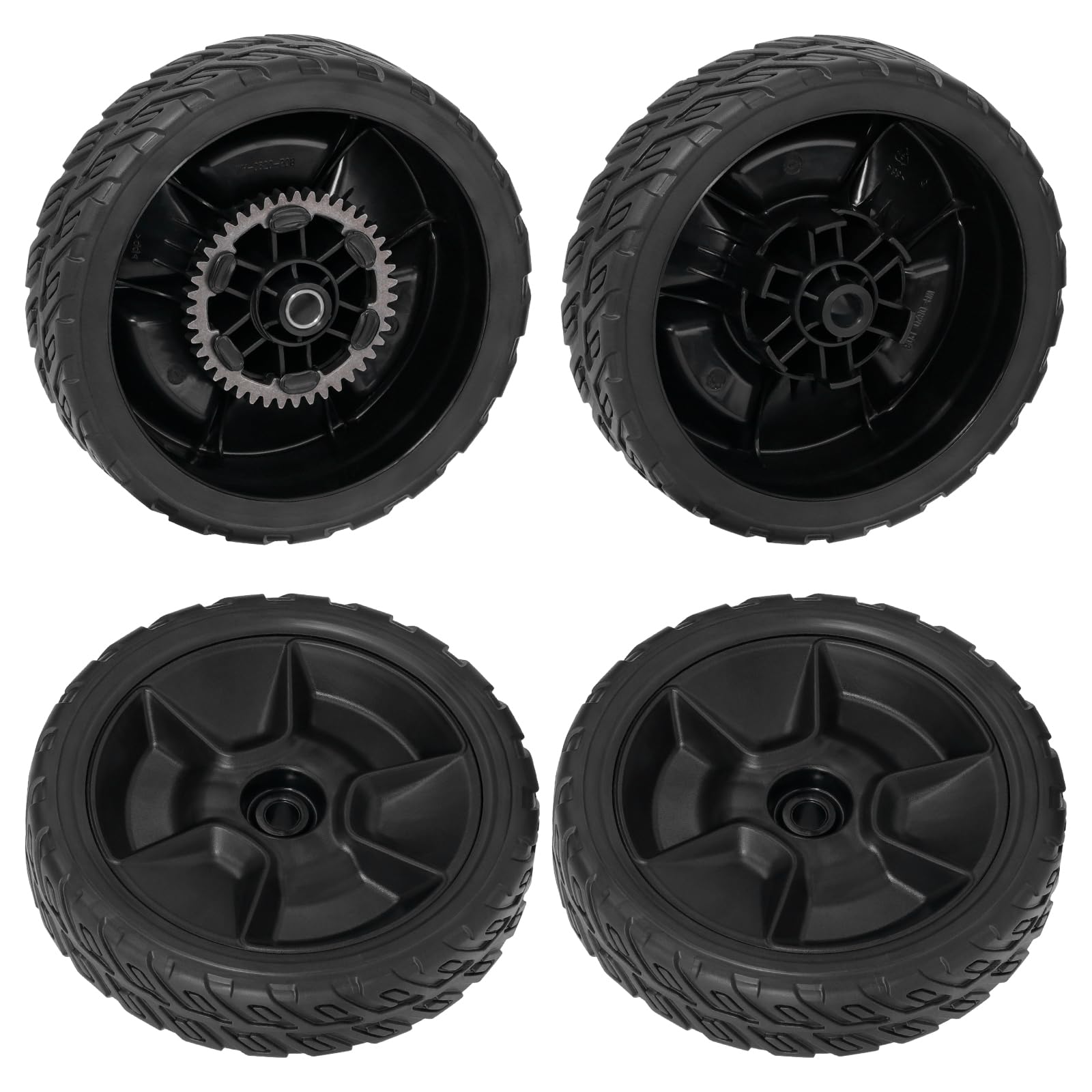 XaXmTee front and rear wheel kit showing complete 4-piece set for easy replacement