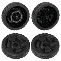 XaXmTee front and rear wheel kit showing complete 4-piece set for easy replacement