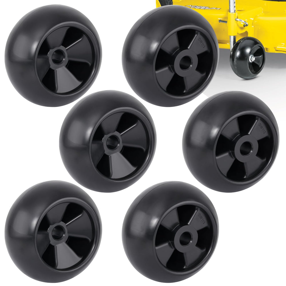 XaXmTee front view of six deck wheels showing complete replacement kit and durable finish