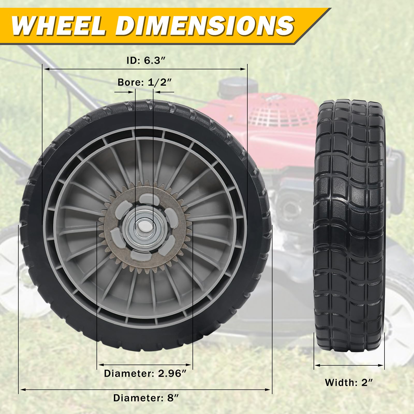 XaXmTee installed on Honda mower rear wheel showing restored traction