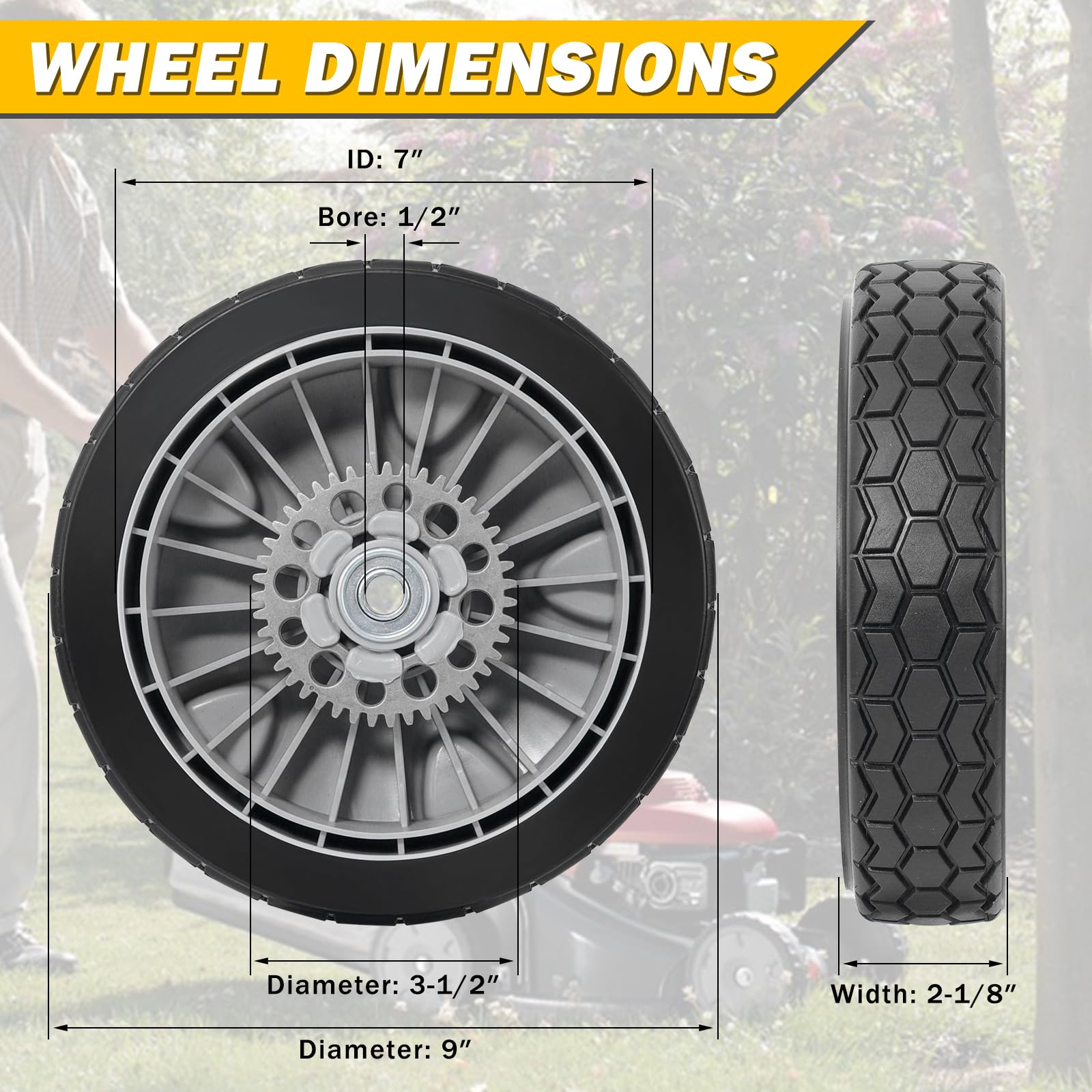 XaXmTee wheel next to ruler shows accurate 9-inch size for fit confirmation