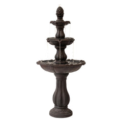 XBrand front view of 3-tier fountain showcasing cascading water and elegant silhouette