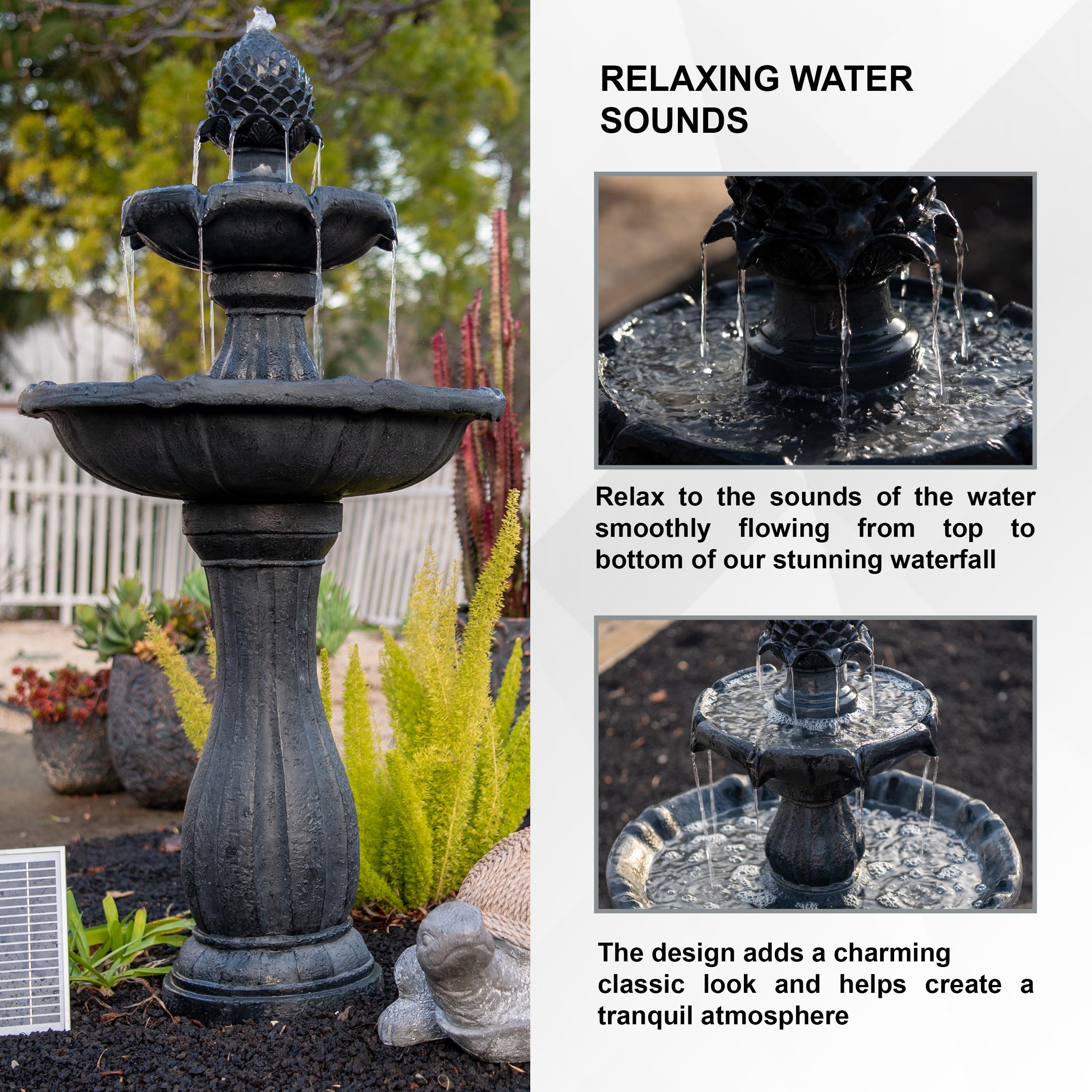 XBrand scale comparison showing bowl depths and overall fountain height for placement planning