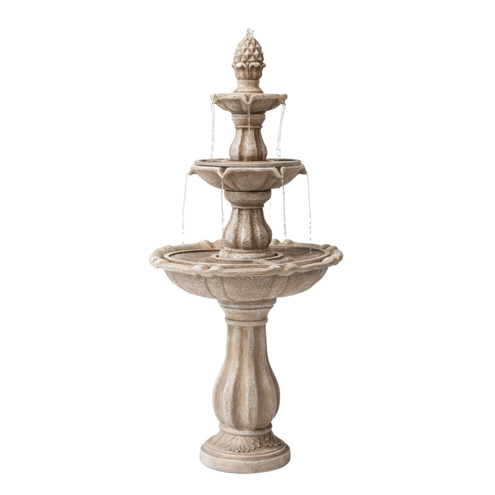 XBrand fountain front view showing elegant tiers and calming flow benefit