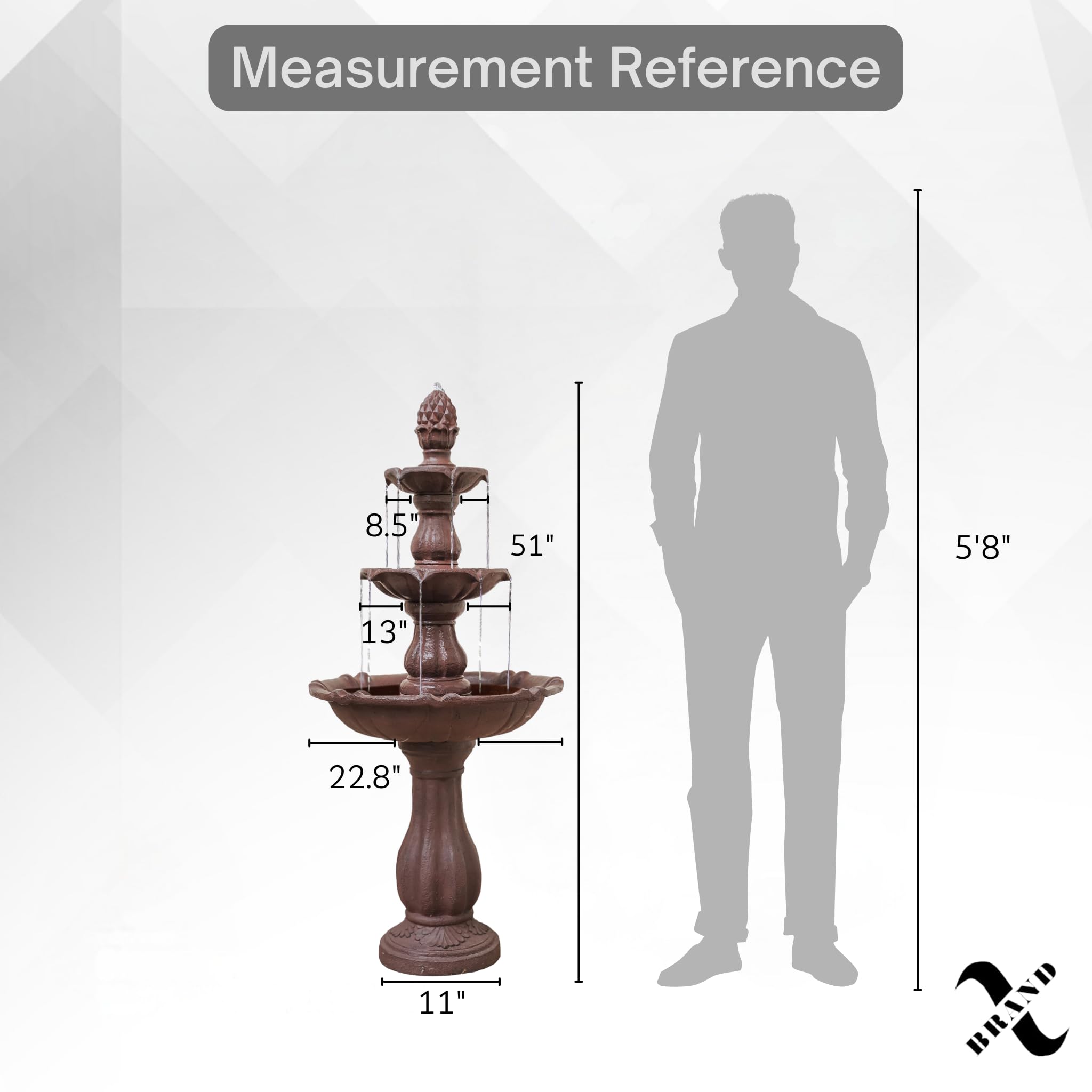 XBrand fountain top bowl detail capturing gentle water spill benefit