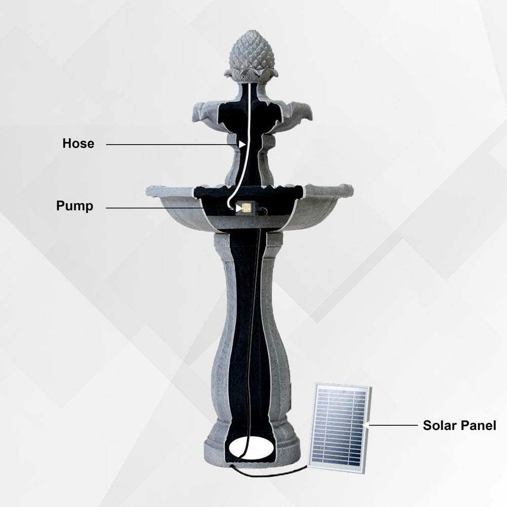 XBrand fountain installed in garden setting improving outdoor ambiance and visual focal point