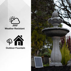 XBrand solar panel mounted on fountain capturing sunlight for energy