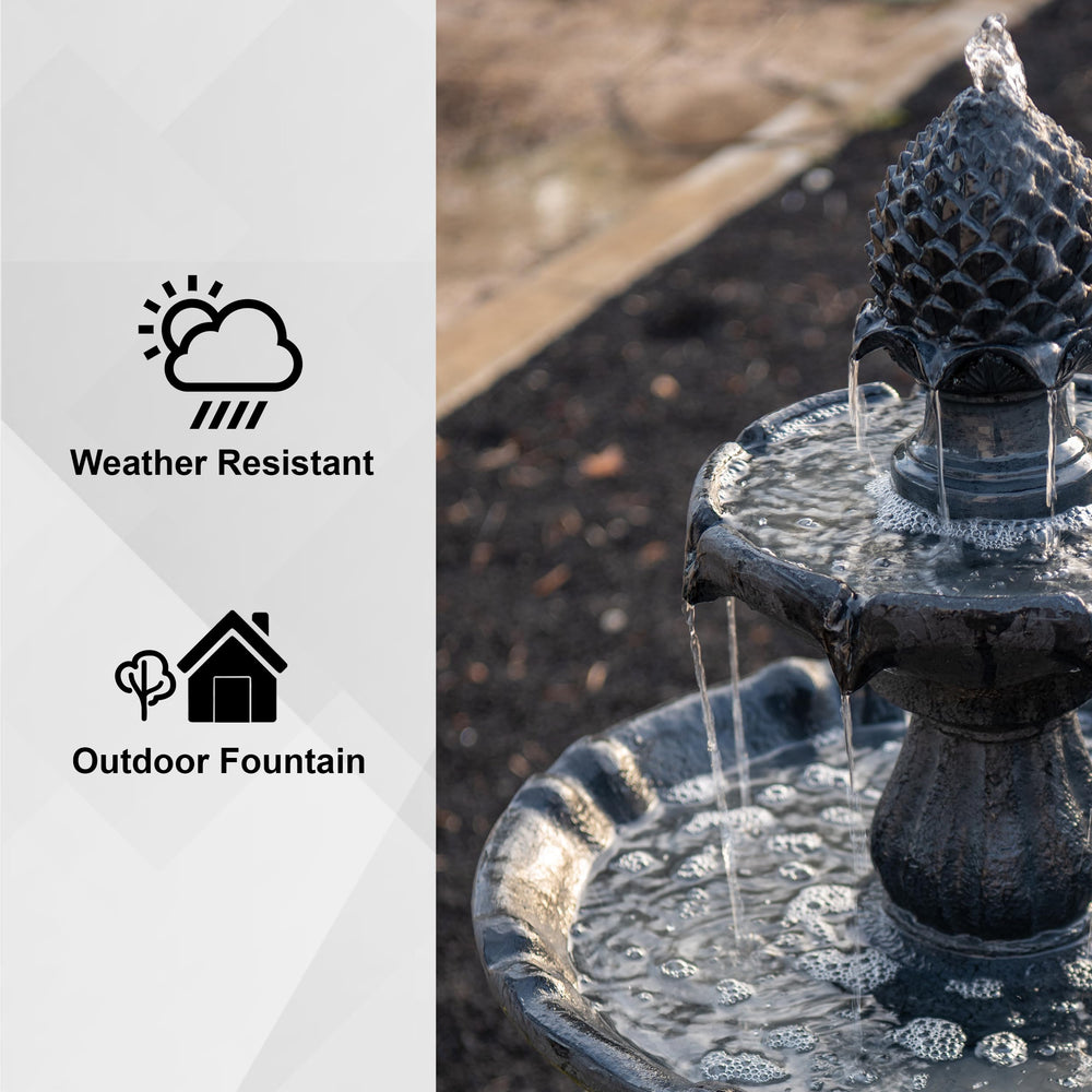 XBrand top tier water flowing over bowl edge illustrating gentle cascade and soothing sound