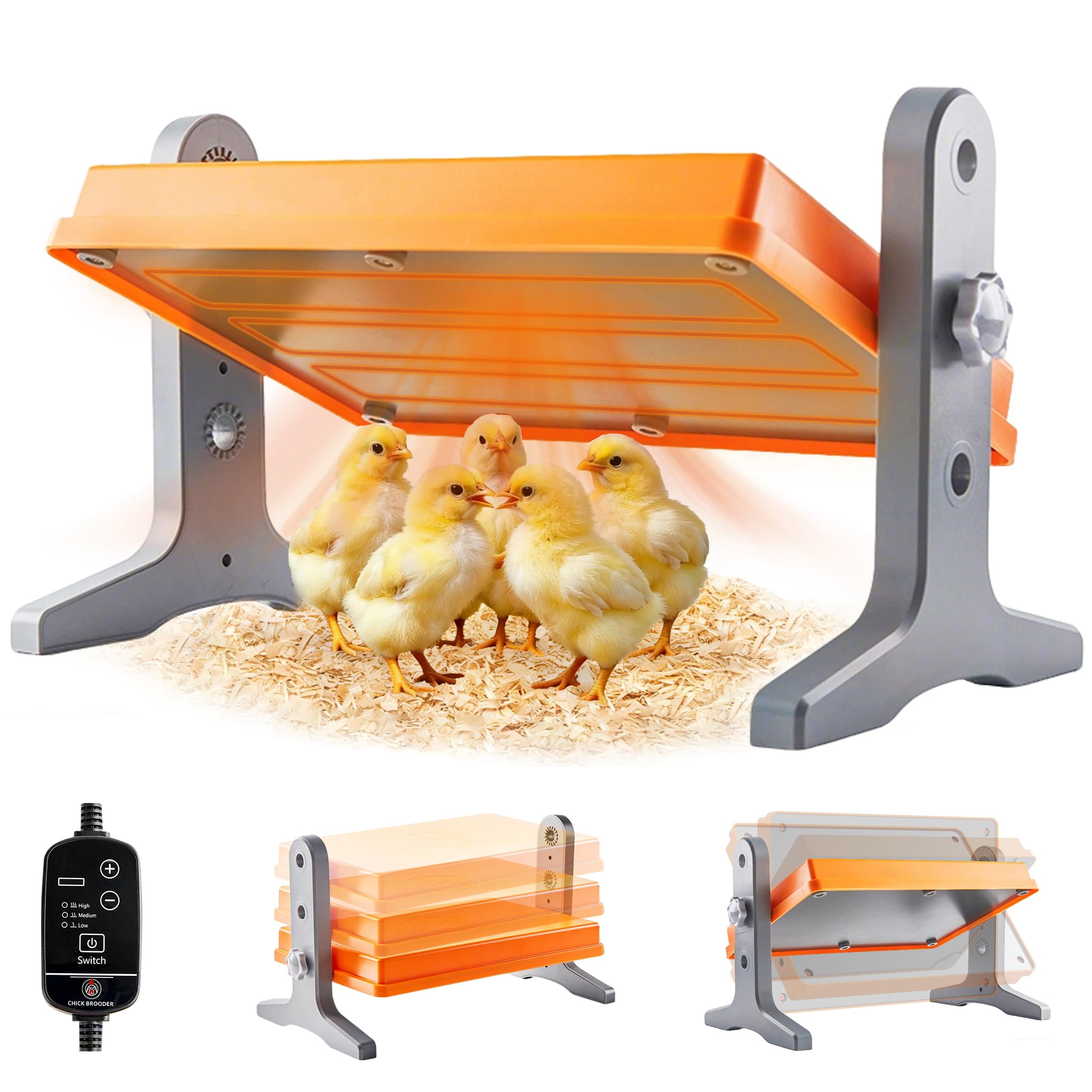 Xbrigh front view of brooder plate showing compact orange design and safe warmth
