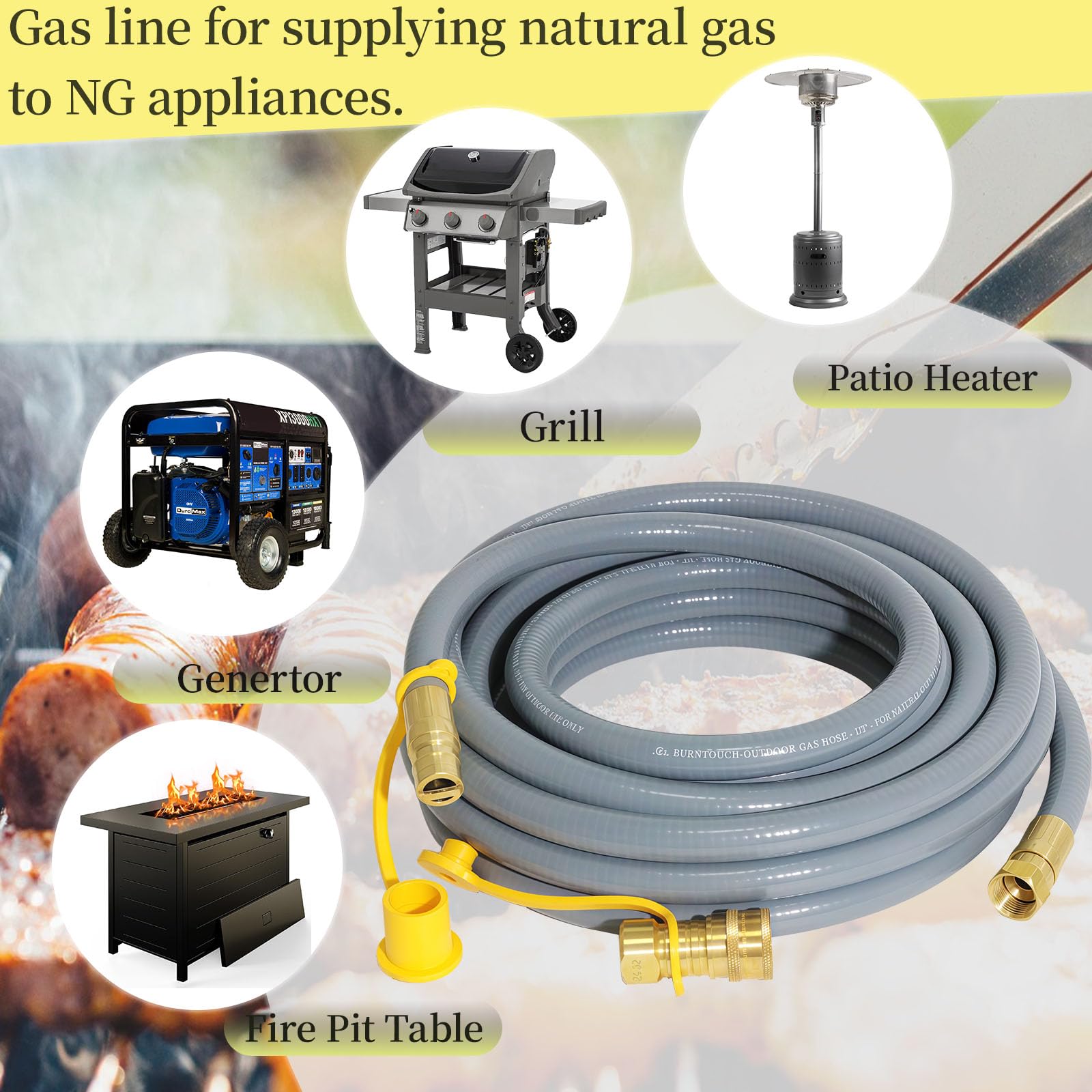 XCHQGC connected to a patio heater showing versatile appliance compatibility
