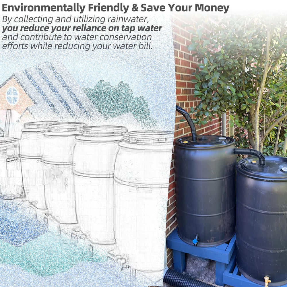 XCWT rain barrel in garden setting showing water reuse benefit