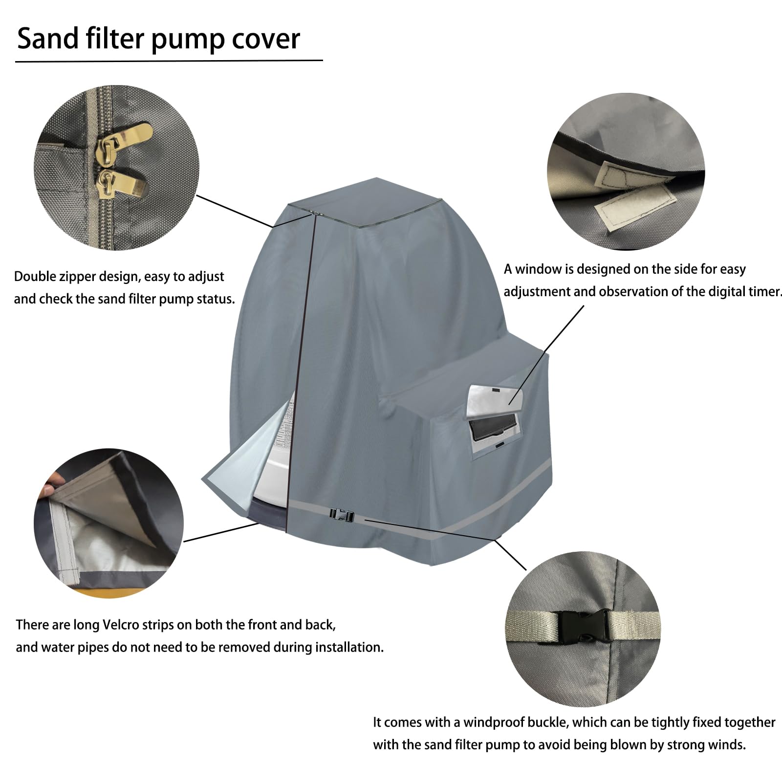 XCZ buckle and strap securing cover tightly to prevent wind uplift