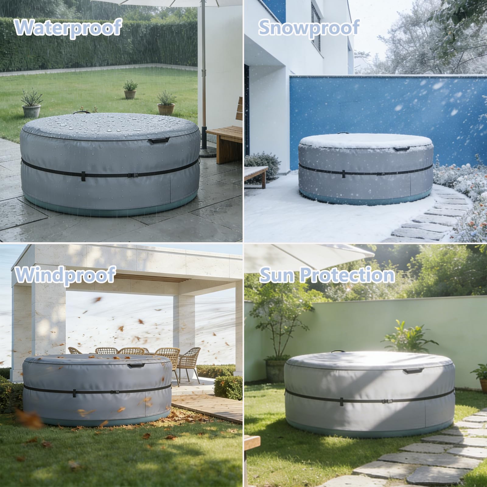 XCZ folded spa cover stored compactly saving space when not in use
