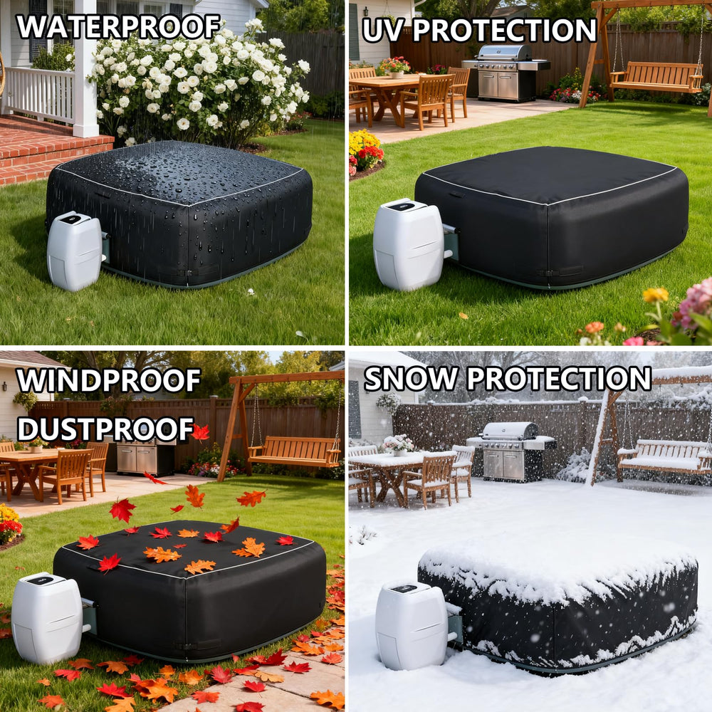XCZ full top coverage staged on a square tub protecting from debris