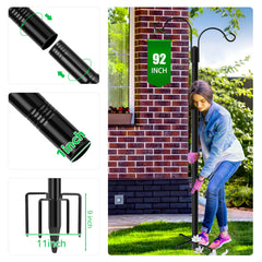 XDW-GIFTS five-prong base detail showing ground stake stability and anti-tip benefit