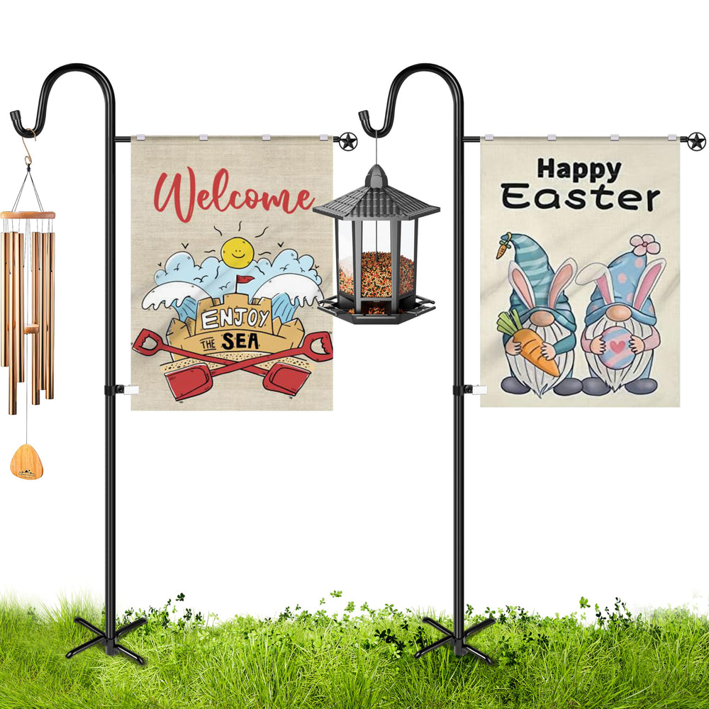 XDW-GIFTS front view of shepherd hook stand showing sturdy silhouette and visibility