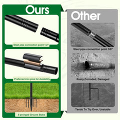 XDW-GIFTS profile shot of pole inserted in garden bed demonstrating stable display