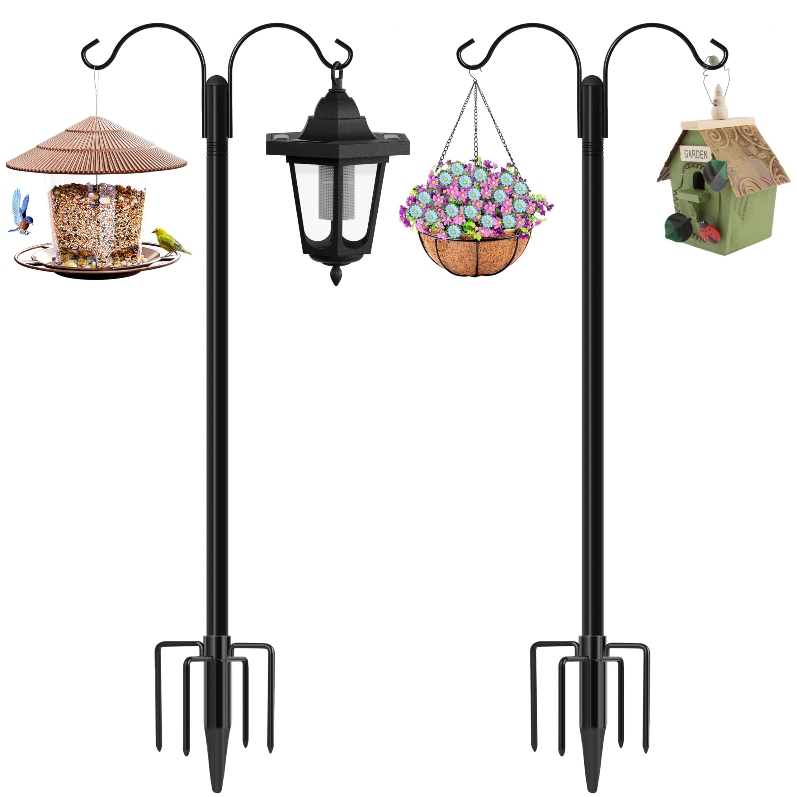 XDW-GIFTS front view of 2-pack shepherd hooks showcasing full poles and packaging, clear product presentation