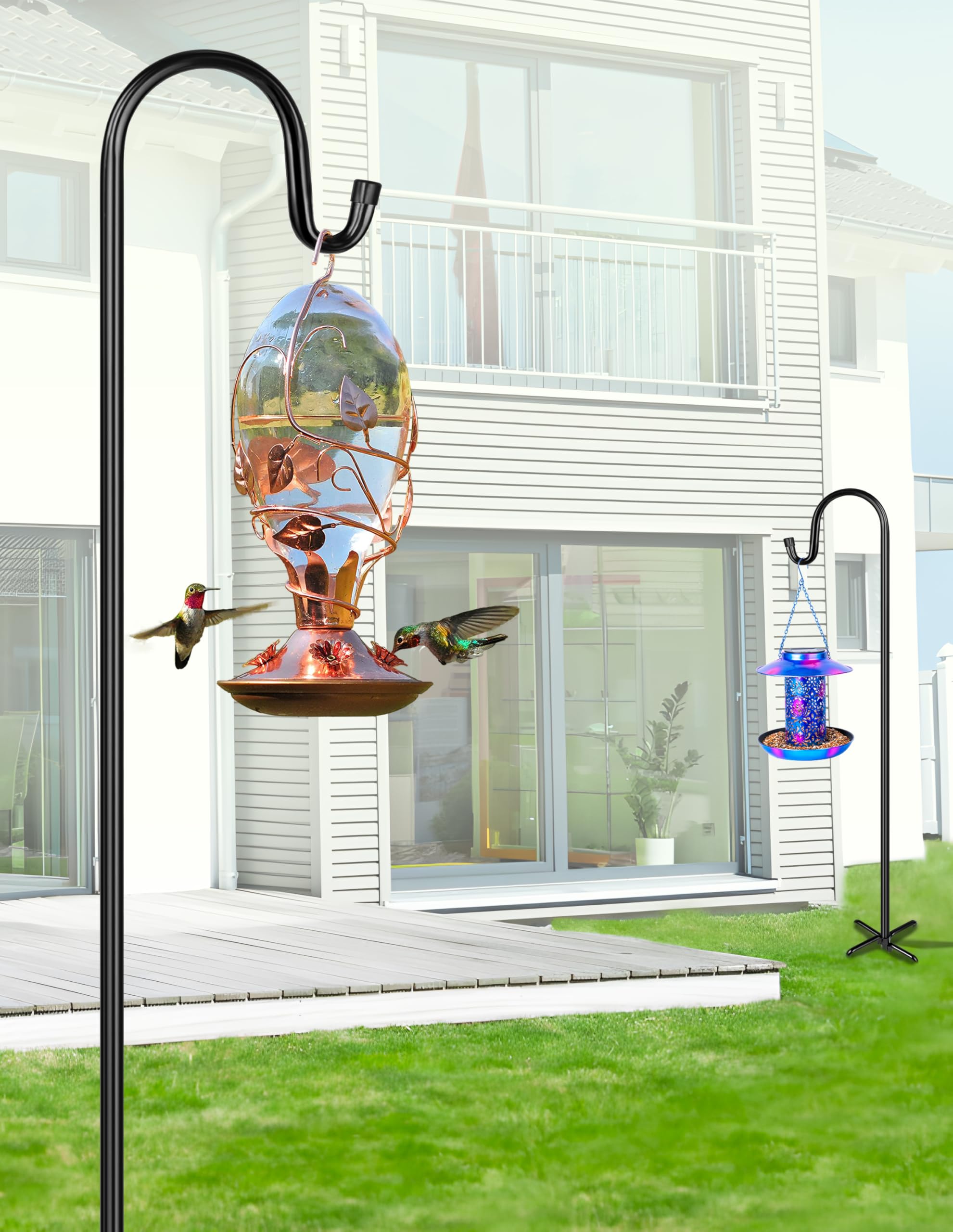 XDW-GIFTS pole in garden with hanging basket showing vertical display benefit