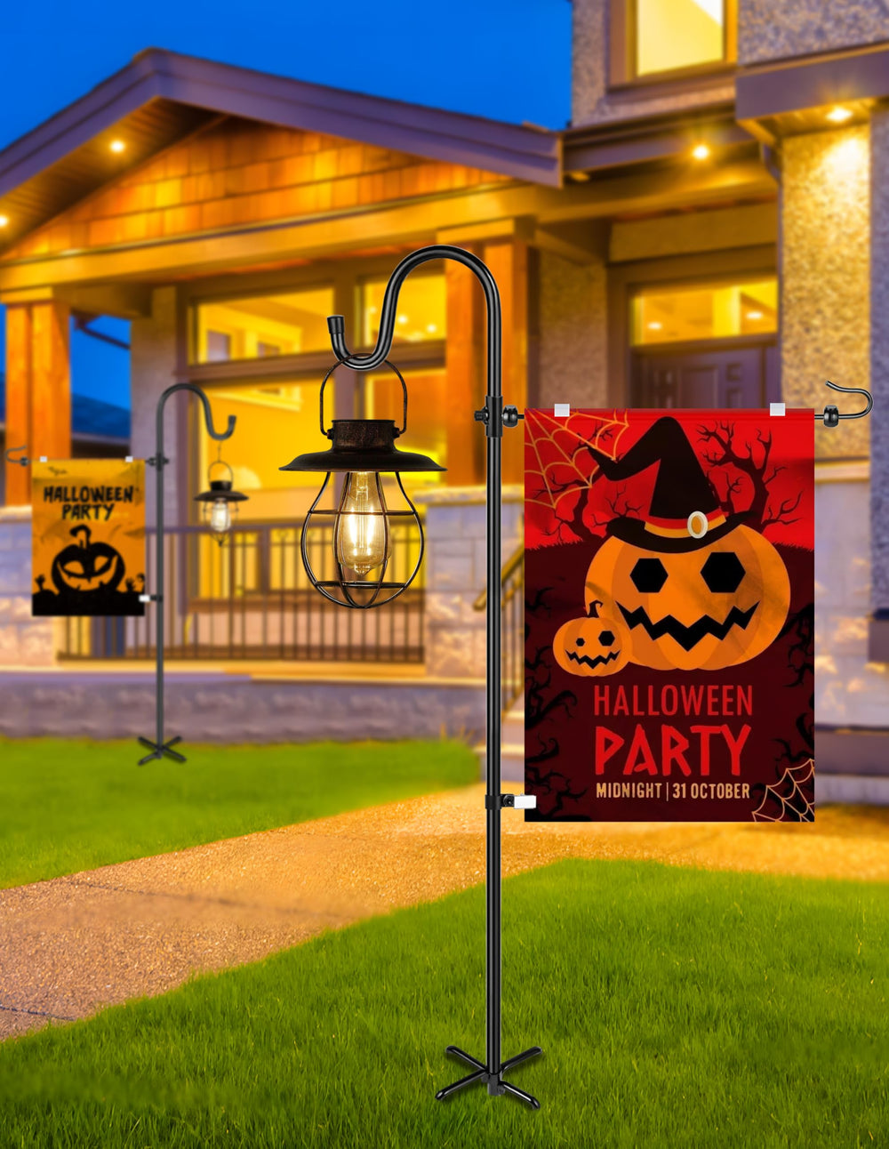XDW-GIFTS lifestyle scene at front door enhancing curb appeal with seasonal flag
