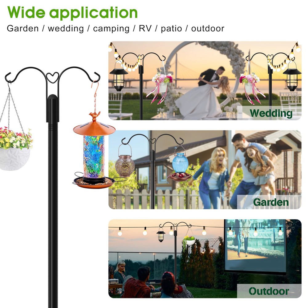 XDW-GIFTS shepherd hook holding a flowering hanging plant for attractive garden display